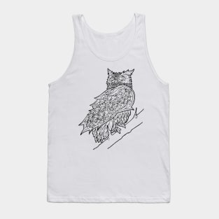 Floral Owl (black) Tank Top